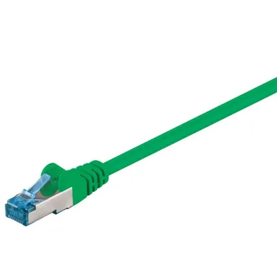 Zdjęcie produktu dla Goobay 94140 Kabel krosowy CAT 6A, S/FTP (PiMF), zielony, 0,25 m - LSZH bezhalogenowy, miedź