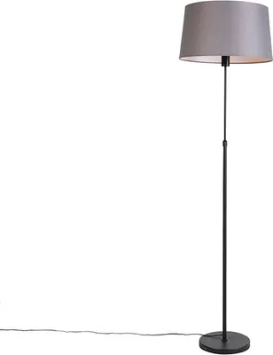 Produktbild von Stehlampe Schwarz mit Dunkelgrauem Leinenschirm 45 cm Parte