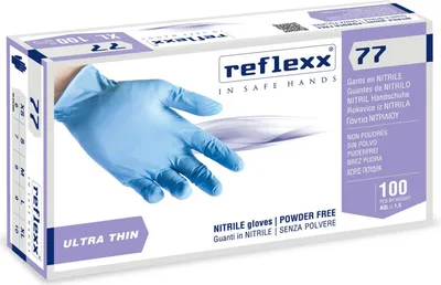 Image de Gants en nitrile Reflexx R77100 sans poudre, 100 % sans latex, 3 g, cat. 3, 100 pièces, M