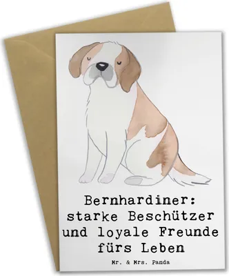 Produktbild von Mr. & Mrs. Panda Glückwunschkarte Bernhardiner Treue - Weiß - Geschenk, osterkarten, perfekte Begleiter, Hunderasse, Hunderassen Charakter, Verbindung Mensch und Tier