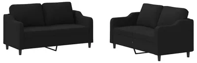 Produktbild von vidaXL 2-tlg. Sofagarnitur mit Kissen Schwarz Stoff