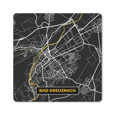 Produktbild von MuchoWow® Mauspad Mousepad Deutschland - Schwarz und Gold - Bad Kreuznach - Stadtplan - Karte 20x20 cm - Mousepads - Maus Mat - Pad - Mausunterlage - Desk Mat - Bureauartikeln