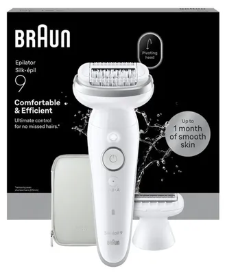 Produktbild von Braun Silk-épil 9 Silk·épil 9 9-030, Weiß, 40 Pinzette, MicroGrip, 100 - 240 V, 50/60 Hz, Integrierte Batterie