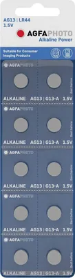 Produktbild von AgfaPhoto Batterie Knopfzelle LR44 V13GA 1.5V Alkaline 10St.