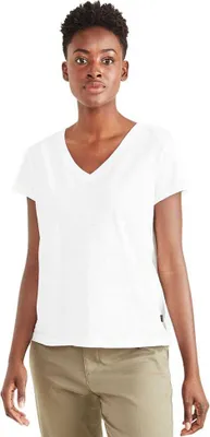 Image de T-shirt à manches courtes Dockers A1759 avec encolure en V Blanc S Femme Blanc S
