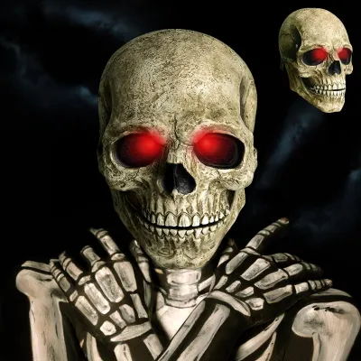 Halloween Totenkopfmaske, Skelettmaske mit beweglichem Kiefer, 3D