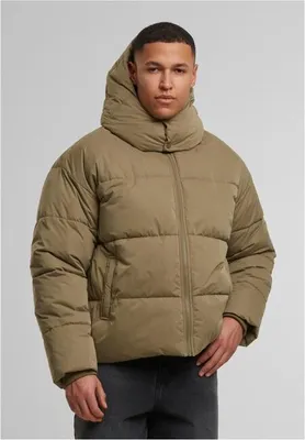 Obrázok produktu pre Bunda Urban Classics Puffer Jacket s kapucňou s chlopňou tiniolive - 3XL