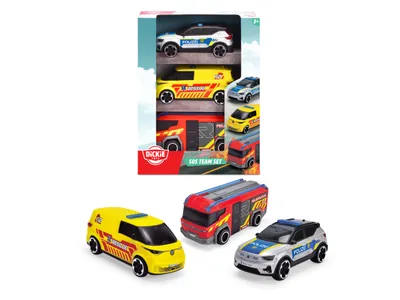 Produktbild von Dickie Spielfahrzeug Polizei, Feuerwahr, Krankenwagen Go Real / SOS SOS Team Set 203712028