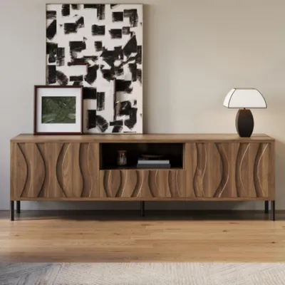 Obrázek produktu pro TV skříňka se třemi dvířky, skříňka pod TV, nábytek do obývacího pokoje, rozměry: 160 x 35 x 46 cm