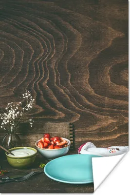 Produktbild von MuchoWow® Poster Rustikal - Obst - Küchenutensilien - Erdbeere 40x60 cm - Plakate für die Wand - Poster Babyzimmer