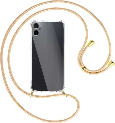 Produktbild von Handykette Backcover-Schutzhülle mit Band (Metall goldfarben) für Samsung Galaxy A05 (SM-A055) - Goldkordel
