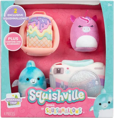 Obrázek produktu pro Squishville SQM0515 - Sada příslušenství - Víkendový výlet Víkendový výlet, super měkké minifigurky Squishmallows, 5cm plyšové postavičky s příslušenstvím