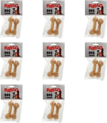Produktbild von Leckerli Rasco Büffelhautknoten 10 cm 2 Stück / Packung 8 Stück