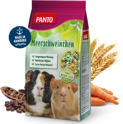 Produktbild von PANTO Meerschweinchenfutter 4 x 2,5 kg - Mit Möhren & Johannisbrot für Meerschweinchen