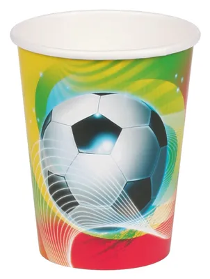 Produktbild von Becher Fußball gelb-rot-grün