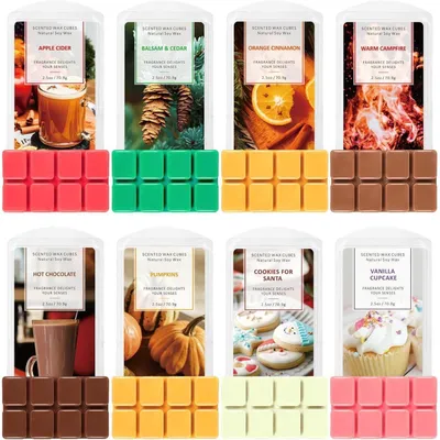 Produktbild von Duftwachs für Duftlampen, 8er Set Sojawachs Wax Melts, Winterduft Geschenkset