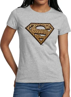 Produktbild von Spreadshirt Superman Leoprint Logo Frauen T-Shirt, XXL, Grau meliert