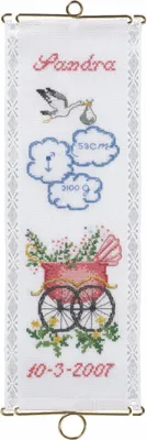 Obrázek produktu pro Výšivky křížem Permin "Křtiny Sandry", počítaný vzor, 12x35cm, 36-0150