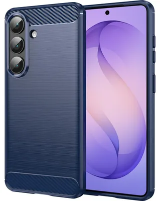 Produktbild von Hülle für Samsung Galaxy S26, Carbon-Faser TPU Silikon Stoßfest Schutzhülle Blau