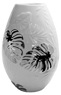 Zdjęcie produktu dla Gilde Vase bauchig "Putumayo"  weiß/silber  Länge 12,5 cm Breite 12,5 cm Höhe 20,0 cm 47032