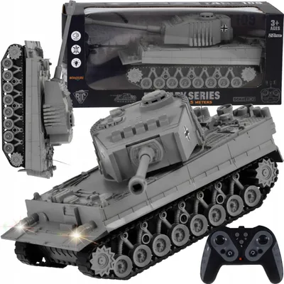 Immagine prodotto di Lolex | Carro armato RC - Giocattolo militare - Rotazione della torretta - Luci e suoni - Veicolo cingolato - Modello grigio