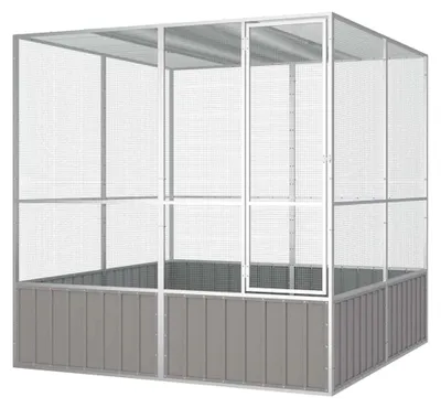 Produktbild von Vogelkäfig, große Voliere aus verzinktem Stahl mit Flügeltür und Netzdesign 213,5x217,5x211,5 cm für Wellensittiche und Papageien