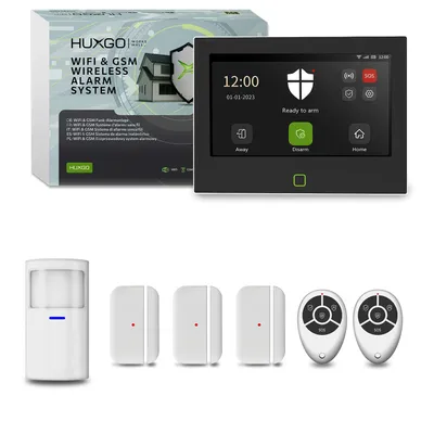 Immagine prodotto di Sistema di allarme HUXGO Wi-Fi GSM 4G HXA700 7" 1 sensore PIR + 3 sensori per porte, controllo tramite app
