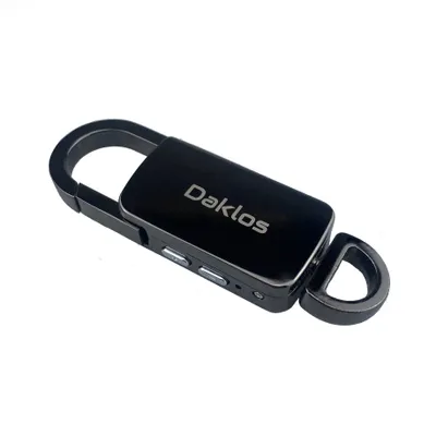 Obrázek produktu pro Odolný diktafon a MP3 přehrávač SPYKEY 32 GB kovový s karabinou - černý Diktafon Daklos