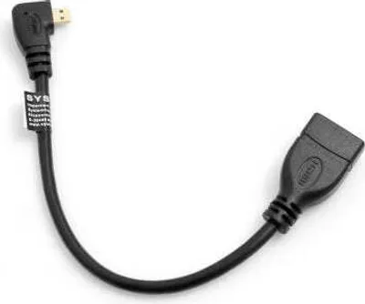 Produktbild von SYSTEM-S Micro HDMI Stecker 90° Grad Links Gewinkelt Winkelstecker zu HDMI Eingang Buchse Kabel 21 cm
