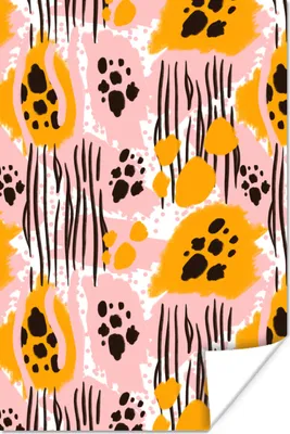 Produktbild von MuchoWow® Poster Rosa - Orange - Muster 80x120 cm - Papierdruck