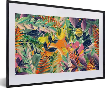 Produktbild von MuchoWow® MuchoWow® Gerahmtes Poster Blumen - Dschungel - Tropisch 60x40 cm - Poster mit zchwarzem Bilderrahmen - Schlafzimmer - Plakat in Rahmen - Drucken