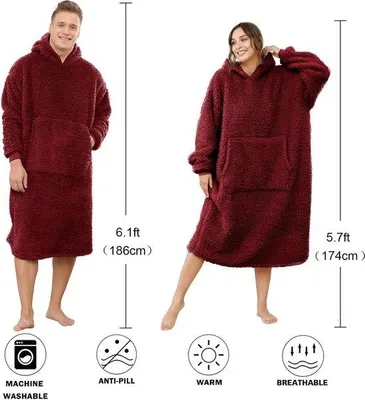 Zdjęcie produktu dla Wełniany koc z polaru typu sherpa, duży, dla kobiet i mężczyzn, na zimę
