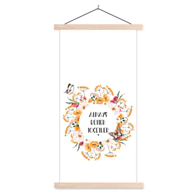 Produktbild von MuchoWow® Textilposter Zitate - Sprichwörter - Familie - Gemeinsam immer besser 60x120 cm mit holzfarbenen Rahmen - Holz
