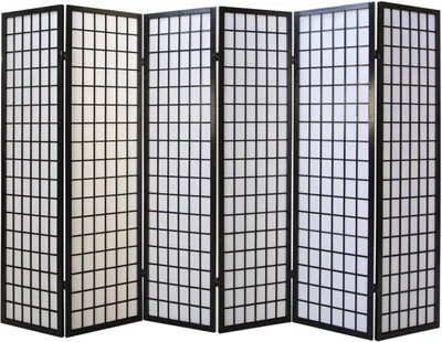 Image de Paravent Séparation de pièce 3 parties Cloison Shoji Pliable Noir