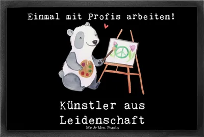 Produktbild von Mr. & Mrs. Panda Haustürmatte Künstler Leidenschaft 40 x 60 cm - Schwarz - Geschenk, Lustig, Schmutzmatte, Maler, Fussmatte, Spruch, Schmutzfangmatte, Fußabtreter