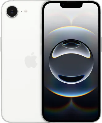 A white iPhone is shown from the back and front.