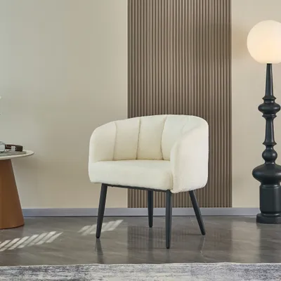 Produktbild von 360Home Einzelstuhl Schminkstuhl Schminktischhocker Lounge-Stuhl sessel weiß 【ZH-8127】