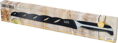 Immagine prodotto di Birkmann Laib & Seele Brotmesser, Brot Messer, Brötchenmesser, Küchenmesser, Gebäckmesser, Schwarze Klinge, Edelstahl, 28 cm, 210462