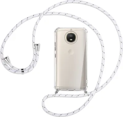 Produktbild von Handykette Backcover-Schutzhülle mit Band (Metall silberfarben) für Motorola Moto G5S - weiß/grau