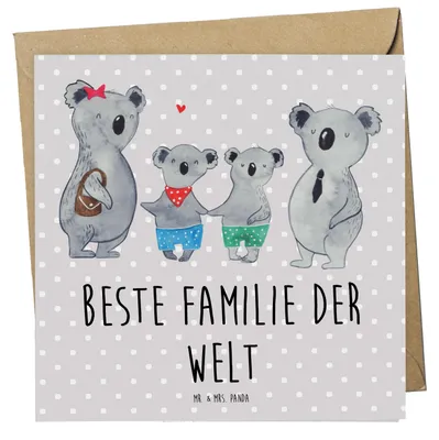 Produktbild von Mr. & Mrs. Panda Glückwunschkarte Koala Familie zwei - Grau Pastell - Geschenk, doppelkarte, Familienzeit, Zusammen, anlasskarte, Koalabär, Grußkarte, Klappkarte