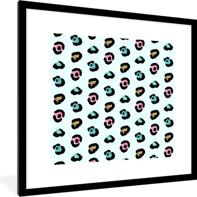 Produktbild von MuchoWow® MuchoWow® Gerahmtes Poster Pantherdruck - Farben - Muster 40x40 cm - Poster mit zchwarzem Bilderrahmen - Poster - Plakat im Rahmen