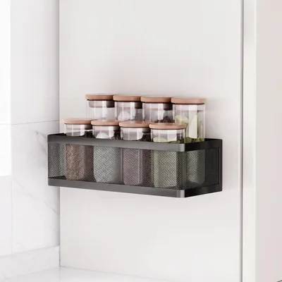 Produktbild von Magnetisches Gewürzregal für Kühlschrank Schwarz 35 x 13 x 10 cm