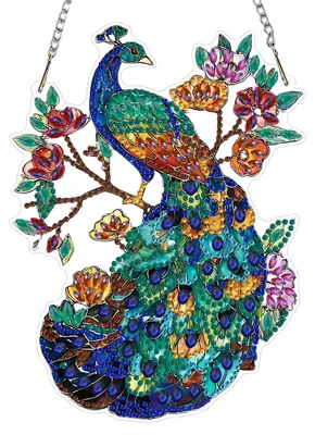 5D Diamond Painting Set Pfau Blume Suncatcher Bastelset