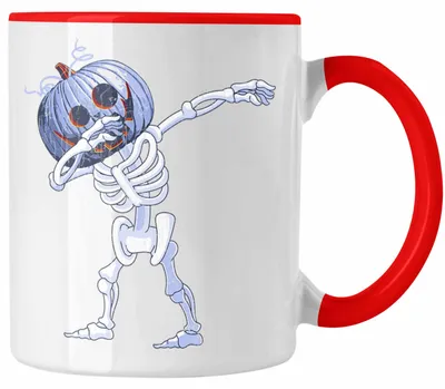 Produktbild von Halloween Tasse Kürbis Dekoration Becher Skelet Dabbing (Rot)