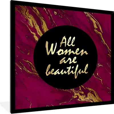 Produktbild von MuchoWow® Gerahmtes Poster Zitat - Frau - Gold - Bordeaux 40x40 cm - Poster mit Schwarzem Bilderrahmen Wandposter Rahmen Foto Bilder - Mit Rahmen - Wanddekoration Schlafzimmer