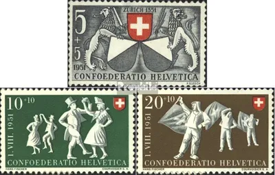 Produktbild von Briefmarken Schweiz 1951 Mi 555-557 postfrisch Pro Patria