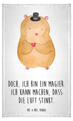 Produktbild von Mr. & Mrs. Panda Handtuch Hamster Hut - Weiß - Geschenk, Zauberer, Baumwollhandtuch, Kleines, Magier, Gäste-WC, Gästehandtuch 30x50, Klein, Lustige Sprüche, Zylinder