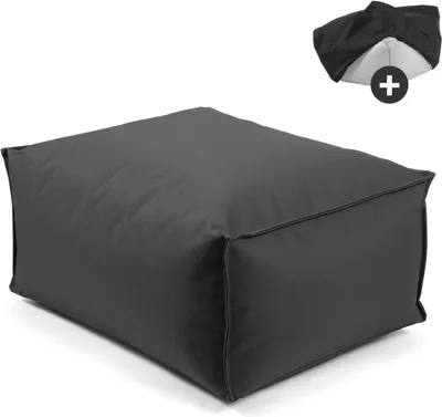 Produktbild von mokebo® Outdoor Pouf o. Hocker 65x45cm mit Schutzhülle 'Der Ruhestifter', Sitzhocker, Fußhocker, Sitzkissen, Sitzpouf mit EPS-Perlen Füllung & Cover, nur wasserabweisend mit Schutzhülle, Anthrazit