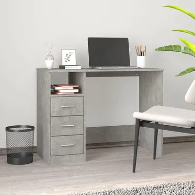 Produktbild von Büroschreibtisch mit Schubladen in Betongrau, 102 x 50 x 76 cm