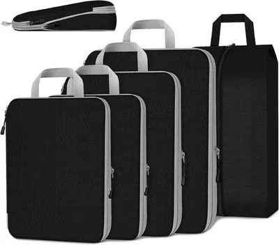 Productafbeelding van Famanu Kofferorganizer Set, 5-delig - Zwart, ideaal voor reizen, kamperen en sport